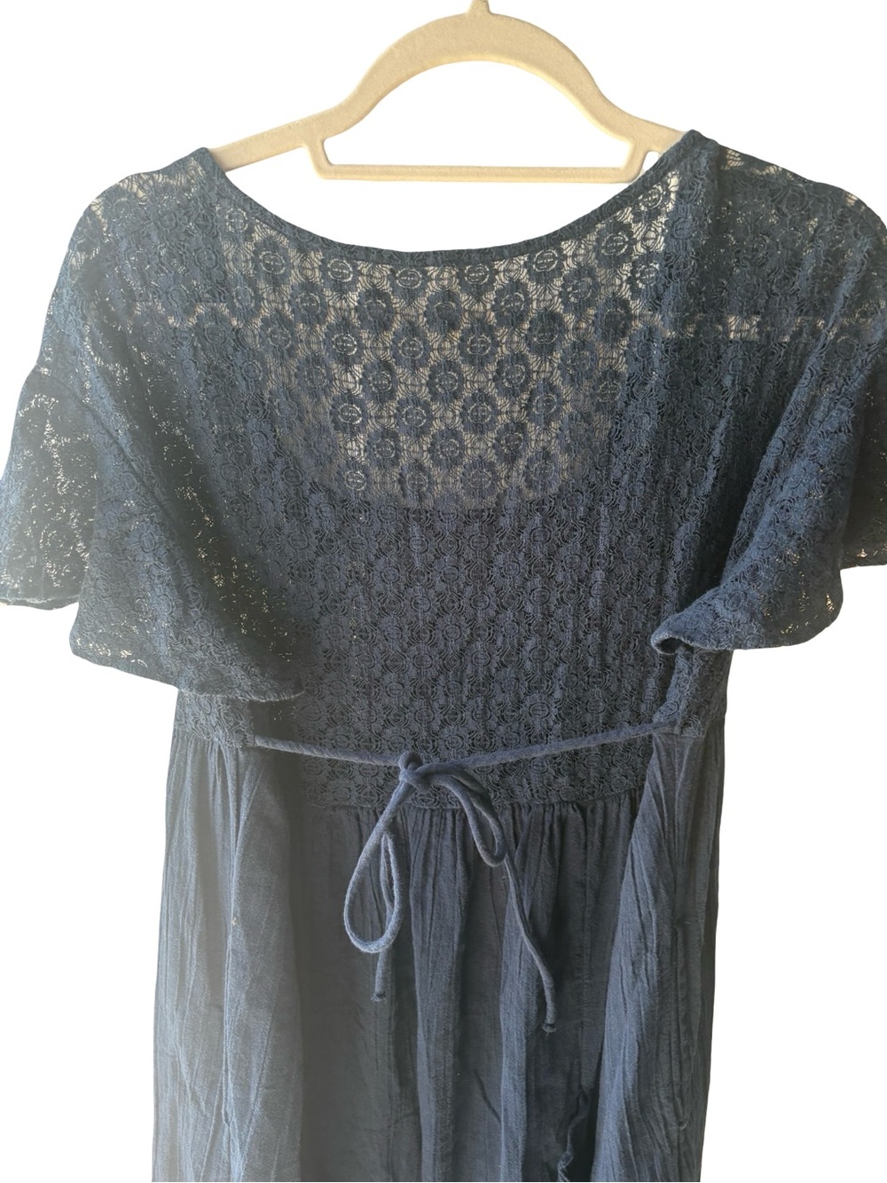Free People "Bring the Romance" lace-bodice maxi dress Navy Medium - Picture 8 of 10